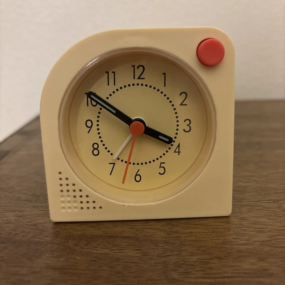 IKEA TJINGA Alarm Clock Battery Bedside Small Travel Clock Pale Yellow Works